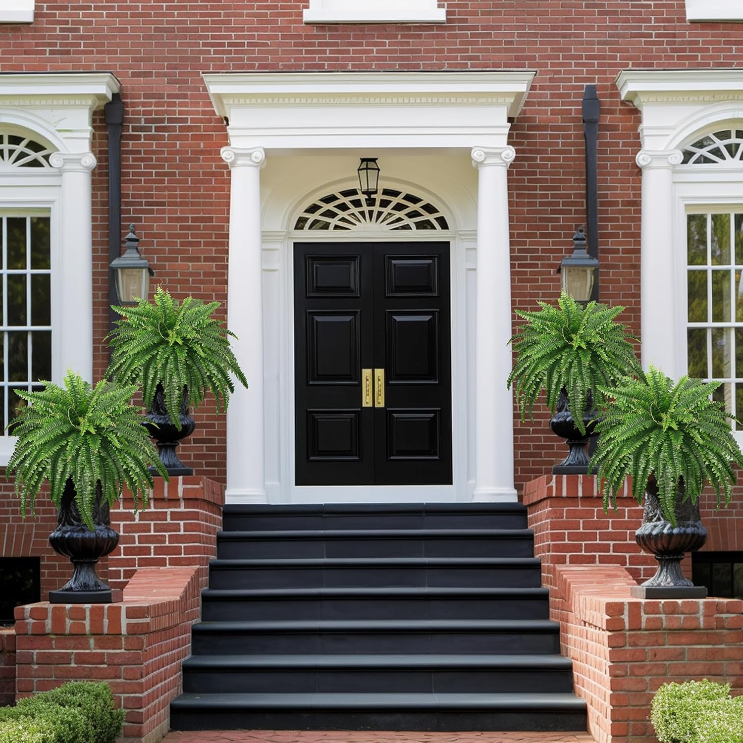 FOREST PRINCE 45" Fake Ferns, Realistic Large Artificial Bush Plants, 2 Artificial Boston Ferns with 59 Fronds for Outdoors Planter Indoor Home Garden Porch Decor