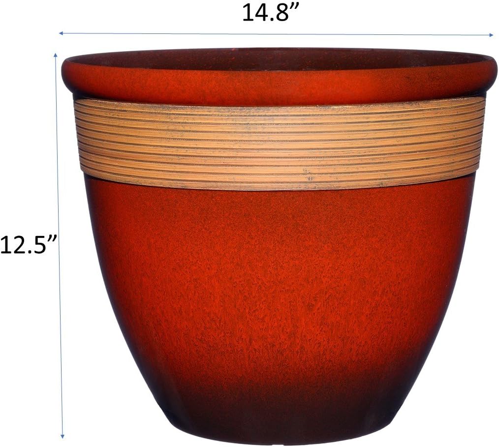 Classic Home and Garden Premiere Collection Planter, Abigail 15", Lava Red