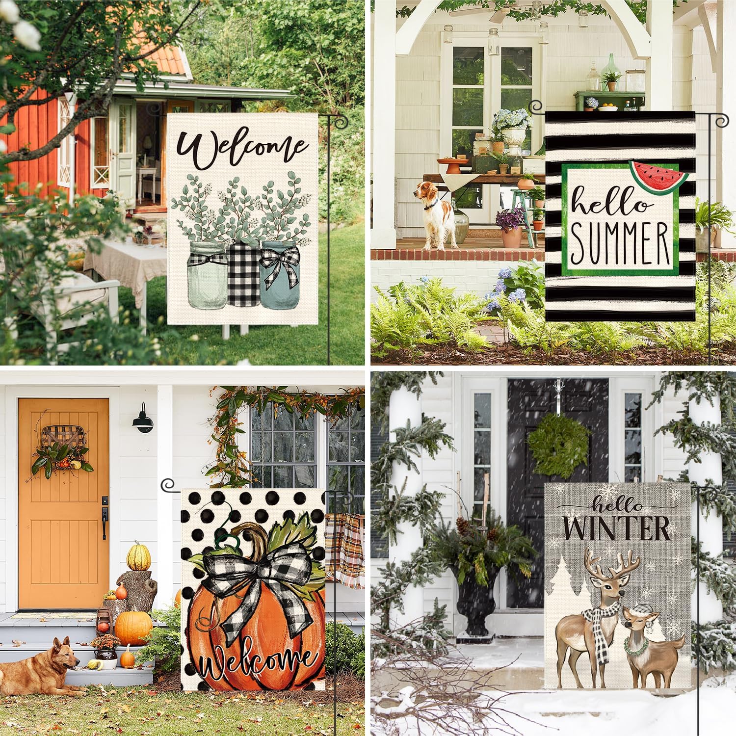 AVOIN colorlife Set of 12 Seasonal Holiday Garden Flag 12x18 Inch Double Sided Outside, Welcome Farmhouse Yard Outdoor Flag