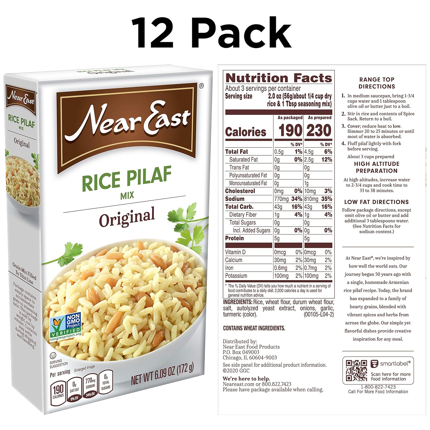 Near East Rice Pilaf Mix, Original, 6.09 Ounce (Pack of 12 Boxes)