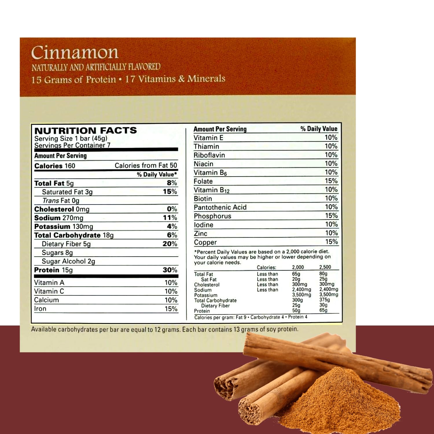 BestMed - High Protein Nutrition Bar - Low-Carb, 15g Protein, Low Sugar, Low Calorie, Meal Replacement Bar (Cinnamon, 1 Box - 7 Count)