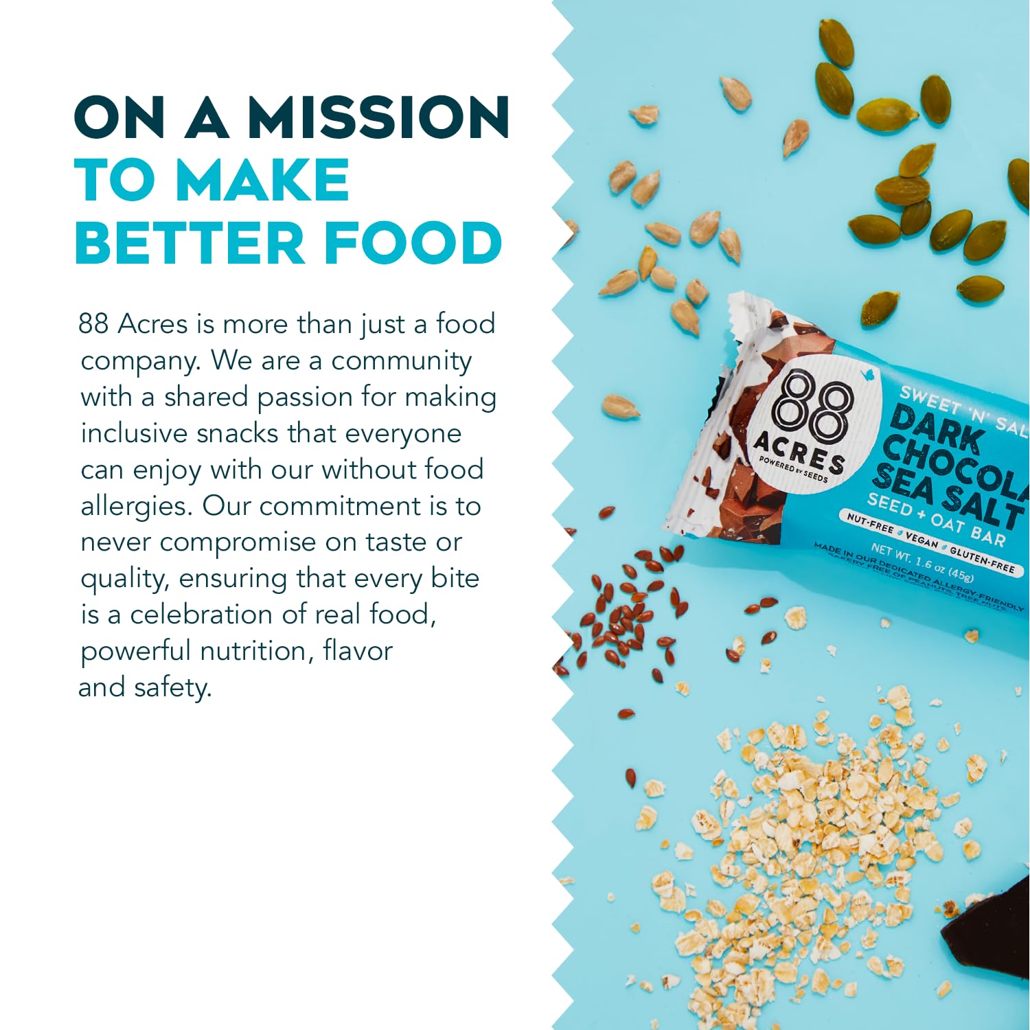 88 Acres Granola Bars, Dark Chocolate Sea Salt, 12 Count, School Safe, Allergen Free Seed & Oat Snack Bar, Gluten & Nut Free, Vegan, Non-GMO & Kosher, Individually Wrapped - Image 3