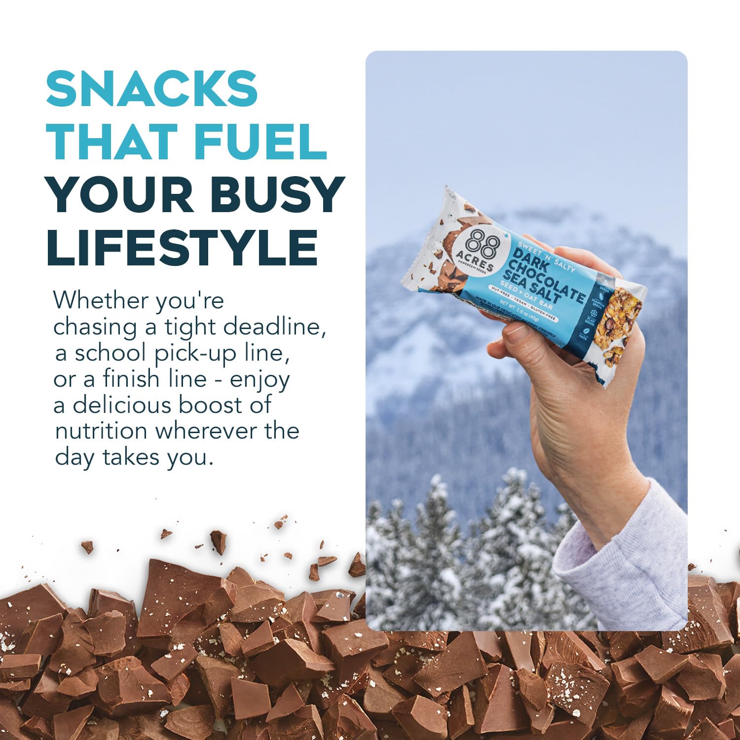 88 Acres Granola Bars, Dark Chocolate Sea Salt, 12 Count, School Safe, Allergen Free Seed & Oat Snack Bar, Gluten & Nut Free, Vegan, Non-GMO & Kosher, Individually Wrapped - Image 4