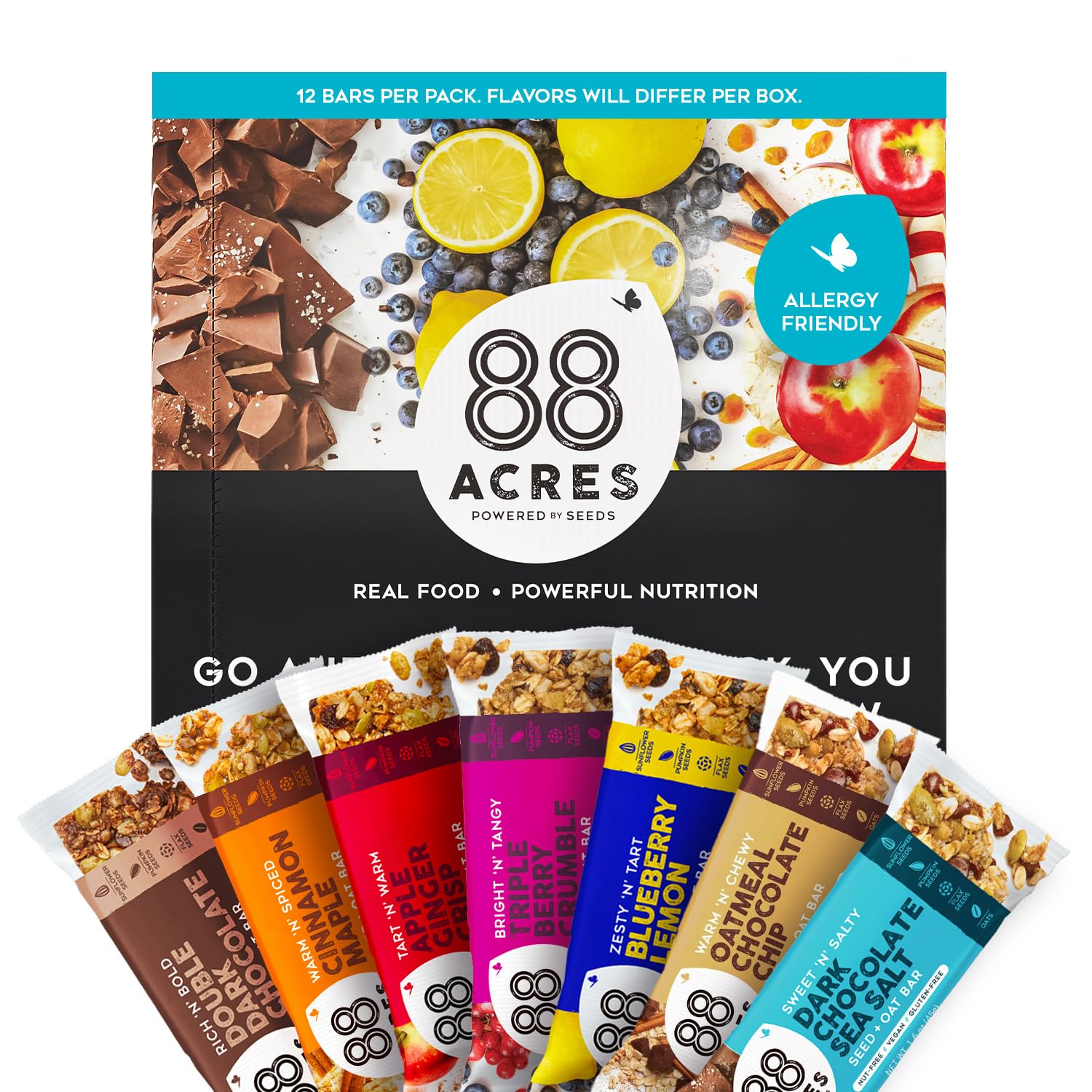 88 Acres Granola Bars, Dark Chocolate Sea Salt, 12 Count, School Safe, Allergen Free Seed & Oat Snack Bar, Gluten & Nut Free, Vegan, Non-GMO & Kosher, Individually Wrapped - Image 8