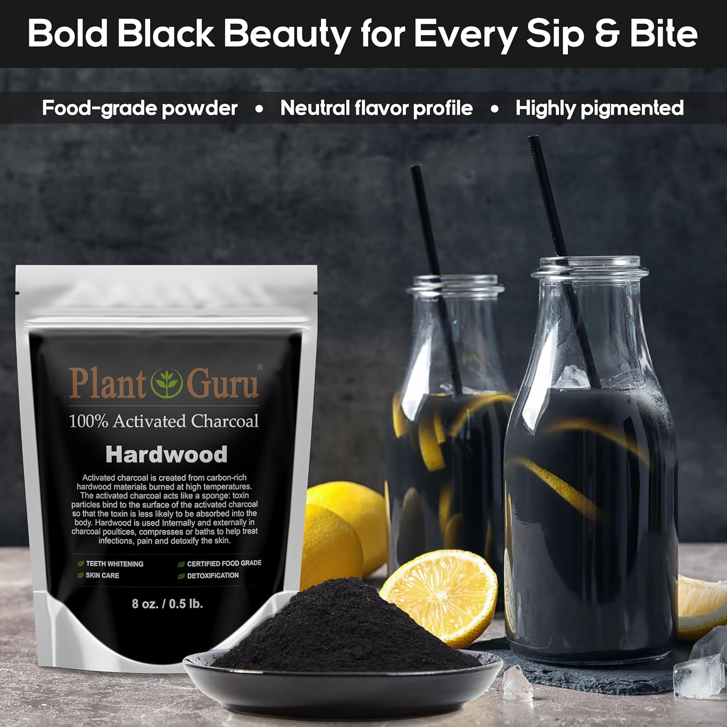 Plant Guru Activated Charcoal Powder 4 oz. HARDWOOD - Food Grade Kosher Non-GMO - Teeth Whitening, Facial Mask and Soap Making. Promotes Natural Detoxification and Helps Digestion - Image 4