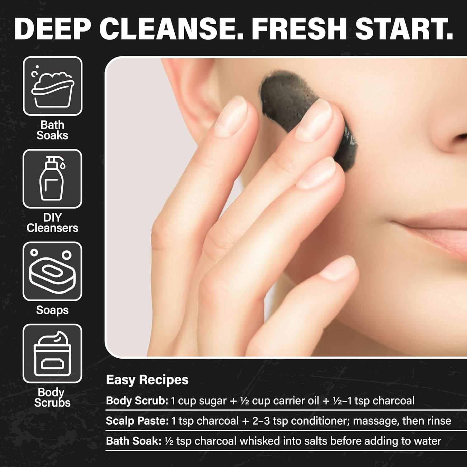 Plant Guru Activated Charcoal Powder 4 oz. HARDWOOD - Food Grade Kosher Non-GMO - Teeth Whitening, Facial Mask and Soap Making. Promotes Natural Detoxification and Helps Digestion - Image 5