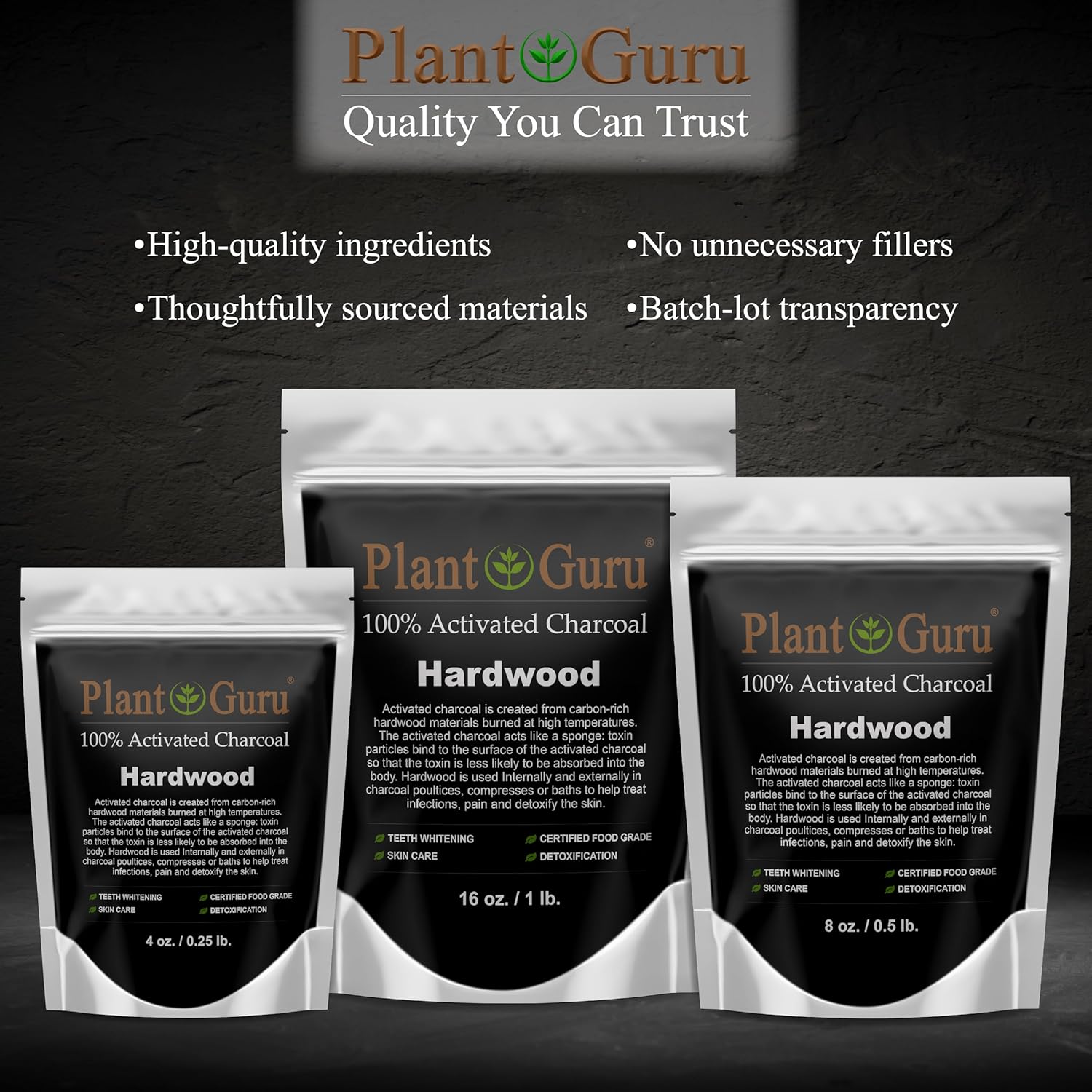 Plant Guru Activated Charcoal Powder 4 oz. HARDWOOD - Food Grade Kosher Non-GMO - Teeth Whitening, Facial Mask and Soap Making. Promotes Natural Detoxification and Helps Digestion - Image 6