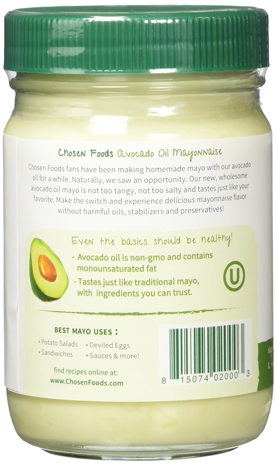 Chosen Foods 100% Avocado Oil-Based Classic Mayonnaise, Gluten & Dairy Free, Low-Carb, Keto Diet Friendly, Mayo for Sandwiches, Dressings and Sauces, Made with Cage Free Eggs (12 fl oz) (Pack of 2) - Image 3