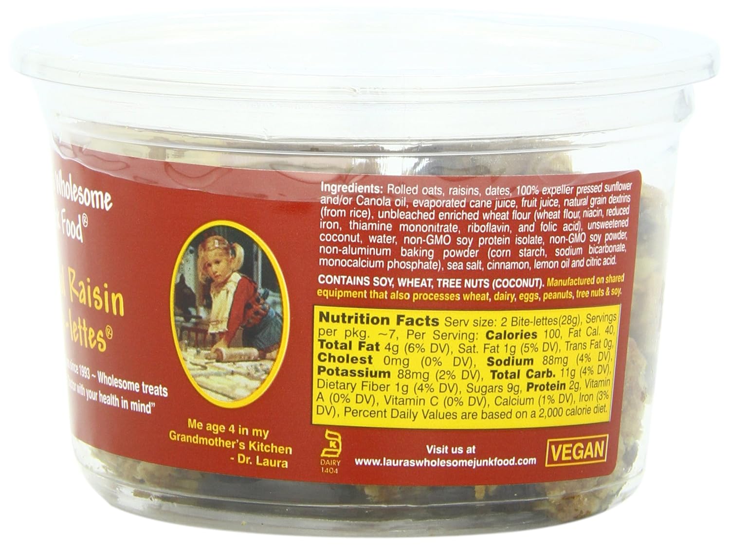 Laura's Wholesome Junk Food Cookie, Oatmeal Raisin, 7 Ounce (Pack of 6)