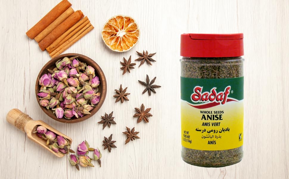 Sadaf Anise Seeds Whole – Whole Anise Seeds for Cooking and Food Flavoring – Spices & Seasonings – Kosher – 5.5 Oz Bottle with Shaker Top