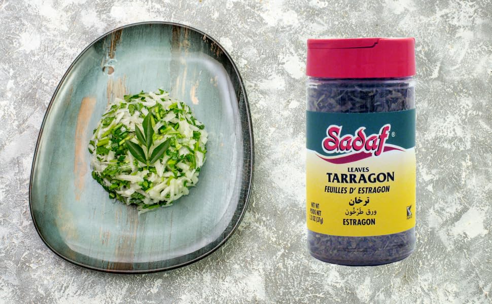 Sadaf Tarragon Leaves – Dried Tarragon Herb for Cooking and Food Seasoning – Natural, Vegan, Kosher, Halal – Estragon – 1.3 Oz Bottle With Shaker Top