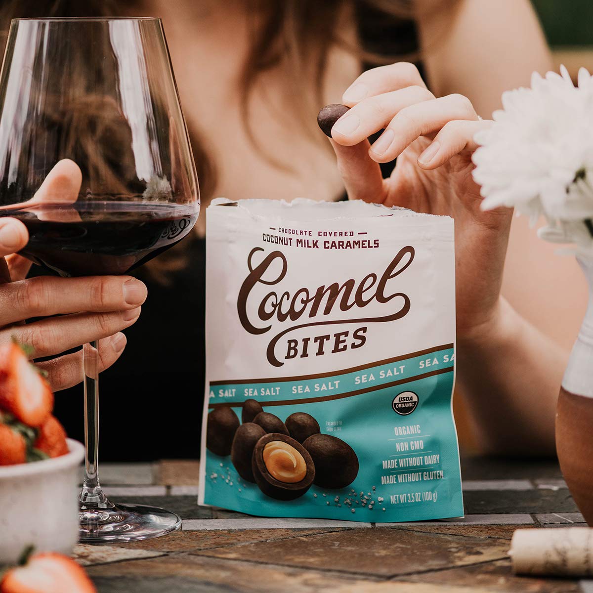 Cocomels Chocolate Sea Salt Cocomel Bites, Organic, Dairy Free, Vegan, Gluten Free, Non-GMO, No High Fructose Corn Syrup, Kosher, Plant Based, (1 Pack) - Image 4