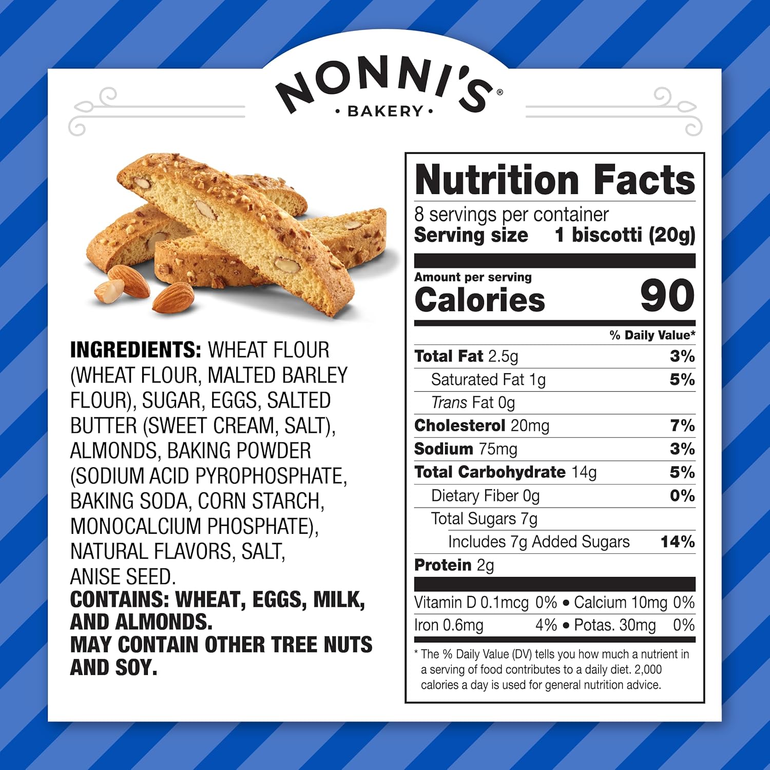 Nonni’s Originali Almond Biscotti Italian Cookies – 2 Boxes Biscotti Individually Wrapped Cookies – Italian Biscotti Cookies Baked Fresh w/a Hint of Anise & California Almonds – Kosher – 5.52 oz