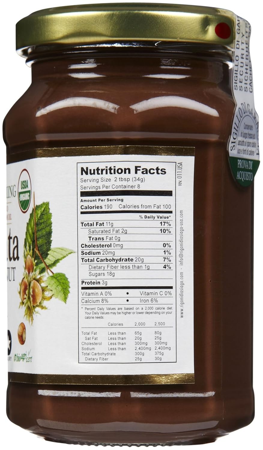 Nocciolata Organic Hazelnut Spread, 9.52 oz