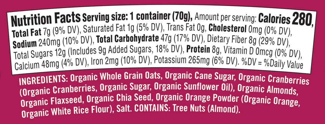 Bob's Red Mill Organic Oat Cup, Cranberry Orange, 1 cup (Pack of 4)- Non GMO, Whole Grain, Kosher