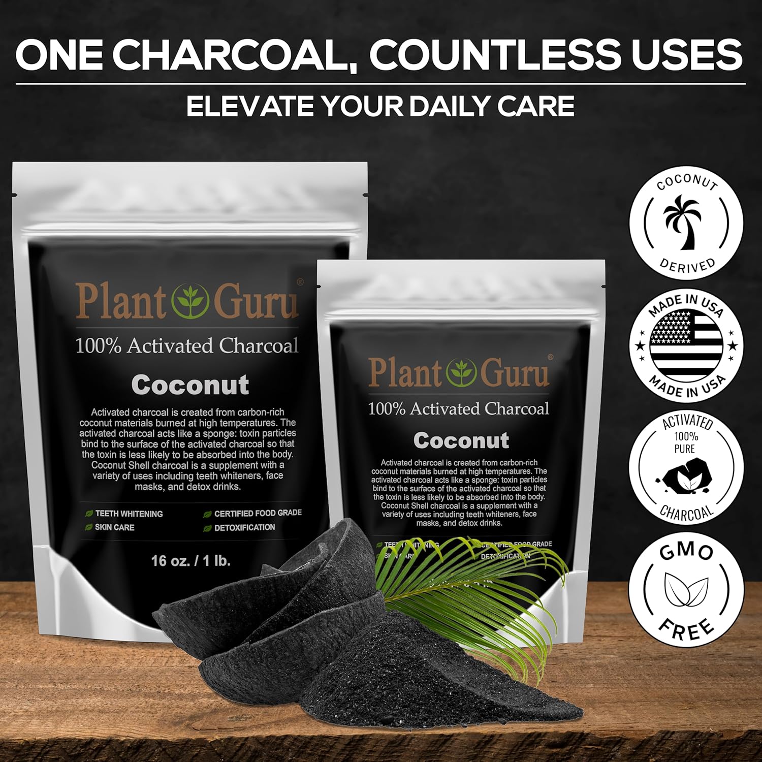 Activated Charcoal Powder 8 oz. Coconut – Food Grade Kosher Non-GMO – Teeth Whitening, Facial Mask and Soap Making. Promotes Natural Detoxification and Helps Digestion