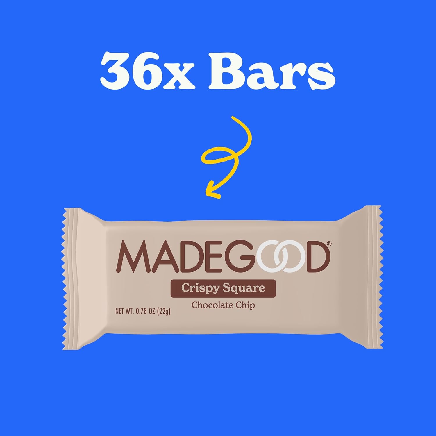 MadeGood Crispy Squares, Chocolate Chip (36 Count) Gluten Free Snacks