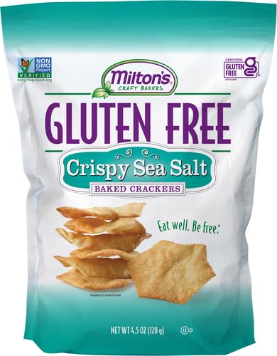 Milton’s Gluten Free Crackers, Crispy Sea Salt – Non-GMO Project Verified, Kosher, Certified Gluten Free Snack, 5 Grains In Every Bite – 4.5 Oz (Pack of 5)