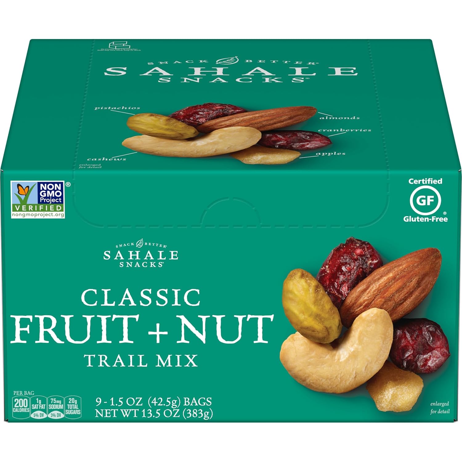 Sahale Snacks Classic Fruit and Nut Trail Mix,1.5 Oz Grab & Go Bags - Dry-Roasted Deluxe Mixed Nuts with Apples and Cranberries - Non-GMO,Kosher Trail Mix & Certified Gluten-Free Snacks,(Pack of 36) - Image 2