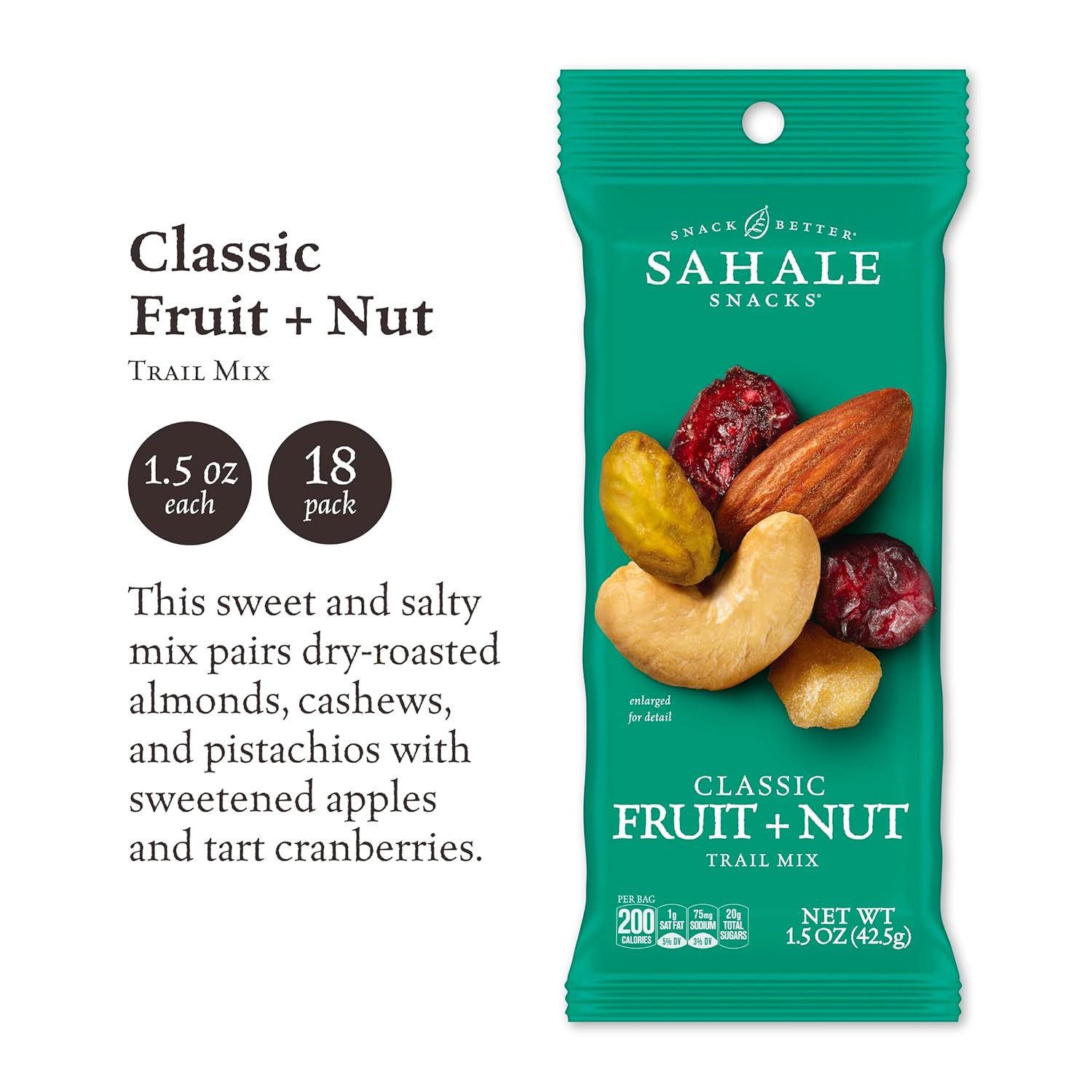 Sahale Snacks Classic Fruit and Nut Trail Mix,1.5 Oz Grab & Go Bags - Dry-Roasted Deluxe Mixed Nuts with Apples and Cranberries - Non-GMO,Kosher Trail Mix & Certified Gluten-Free Snacks,(Pack of 36) - Image 4