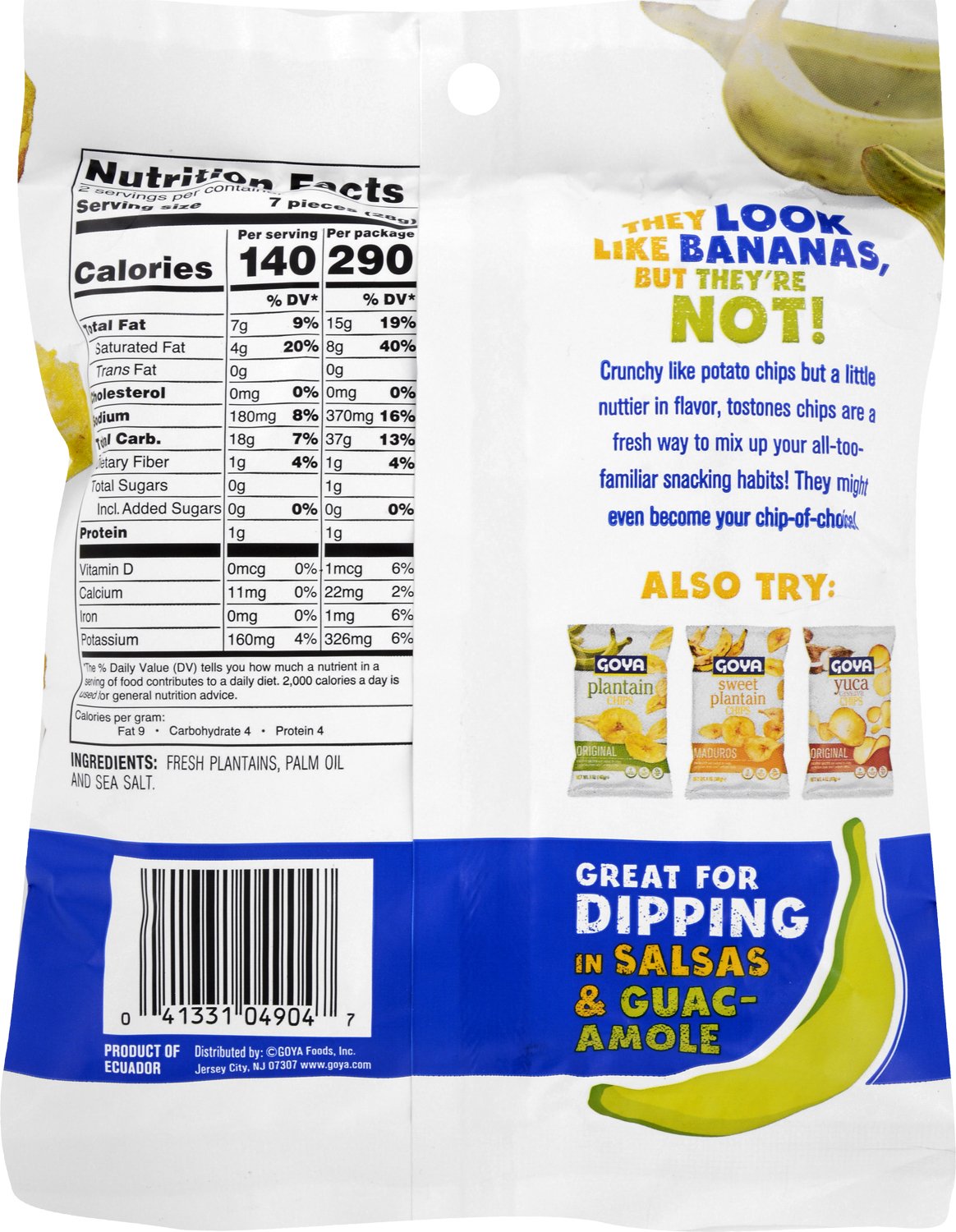 Goya Tostones Chips, Original, 2 Ounce (Pack of 24) – Seasoned with Sea Salt – Great for dipping in Salsas and Guacamole.