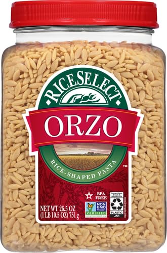RiceSelect Orzo Pasta, Premium Rice-Shaped Pasta, Star K-Kosher and Non-GMO Pasta, 26.5-Ounce Jar (Pack of 2)