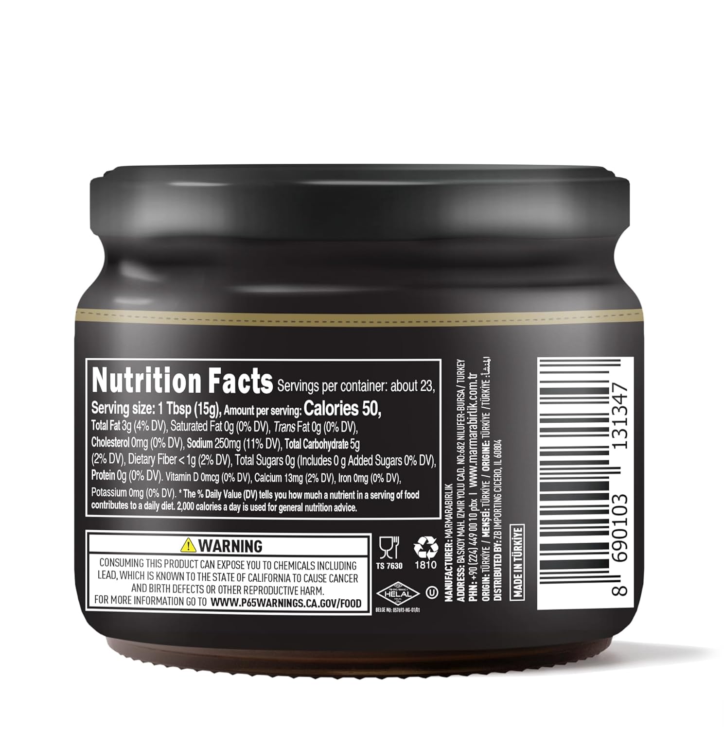 Marmarabirlik Plain and Spiced Black Olive Paste, Turkish Olive Paste & Tapenade, Gourmet Mediterranean Flavor, Vegan, Kosher, Halal