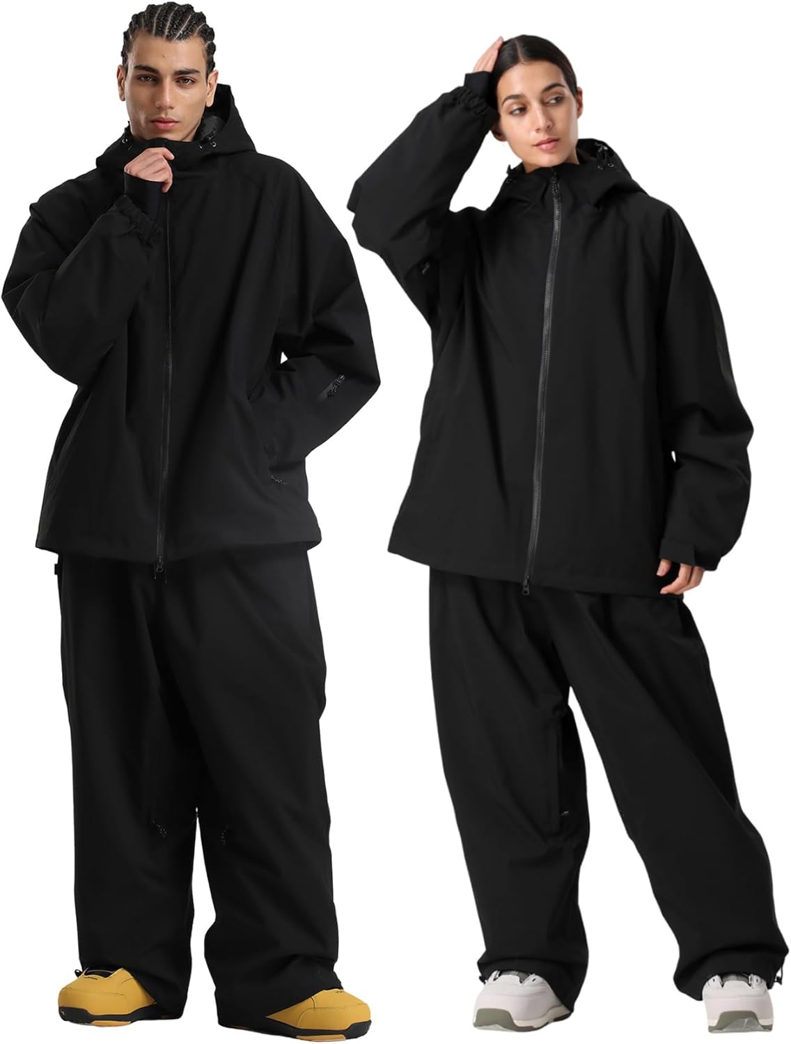 GSOU SNOW Mens Ski Jacket Baggy Snowboard Jacket Womens Insulated Snow Jacket Waterproof Windproof Loose Ski Coat for Skiing