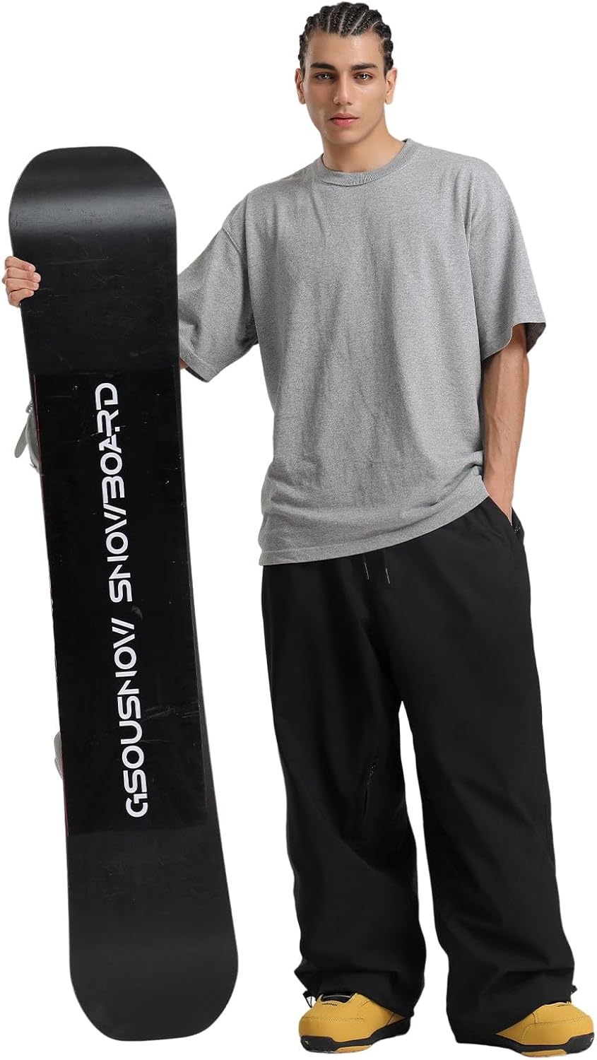 GSOU SNOW Mens Snow Pants Women Baggy Snowboard Pants Loose Fit Insulated Windproof Waterproof for Ski Hiking Winter Outdoor