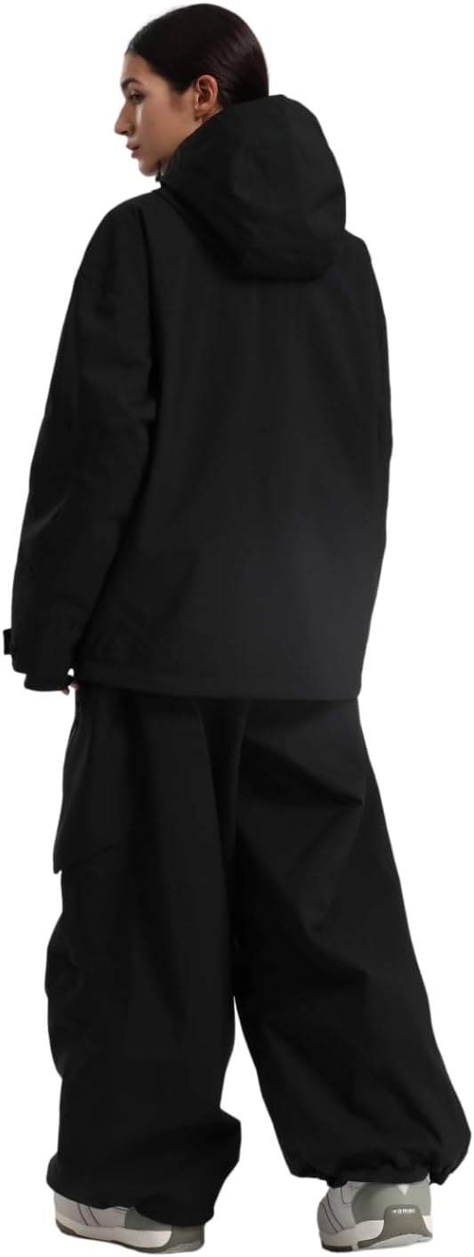 GSOU SNOW Women's Ski Jacket and Pants Set Baggy Snowboard Jacket Snow Suit Waterproof Windproof Hooded Coat