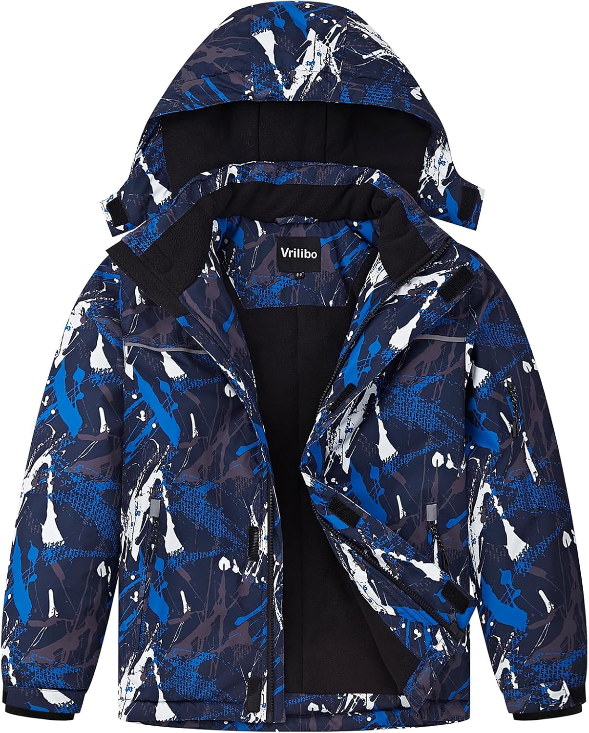 Vrilibo Boys Waterproof Ski Jacket Winter Warm Thick Snow Coat Fleece Lined Kids Outdoor Hooded Snowboard Jacket - Image 5