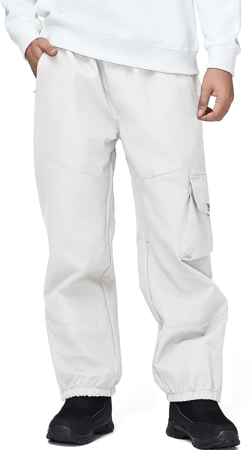 YEEFINE Men's Snow Ski Pants Insulated Womens Cargo Snowboard Pants Baggy Waterproof Winter Outdoor