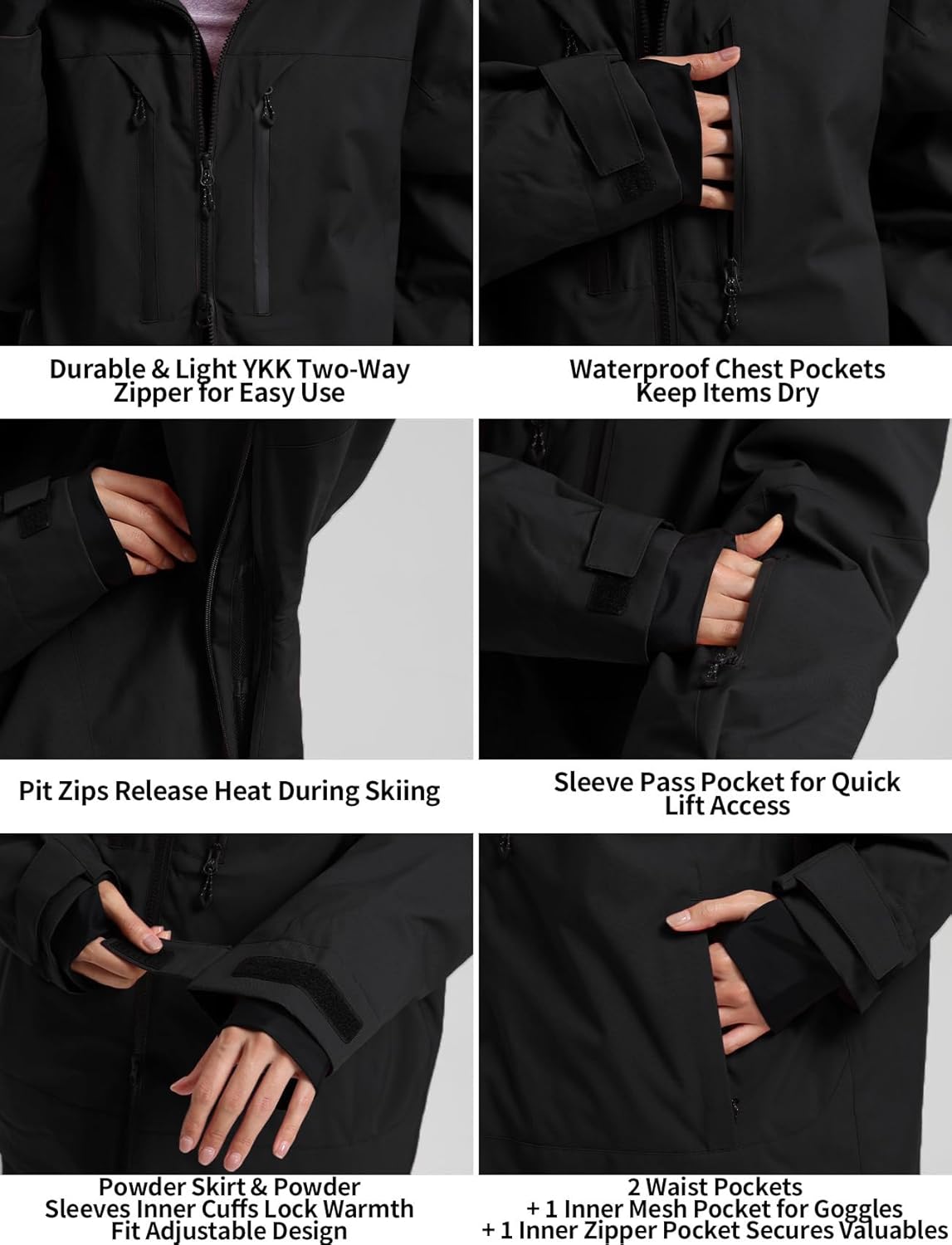 GSOU SNOW Men's Ski Jacket Snowboard Snow Coat Waterproof Windproof Insulated Winter Hooded Snow Sports Outerwear - Image 4