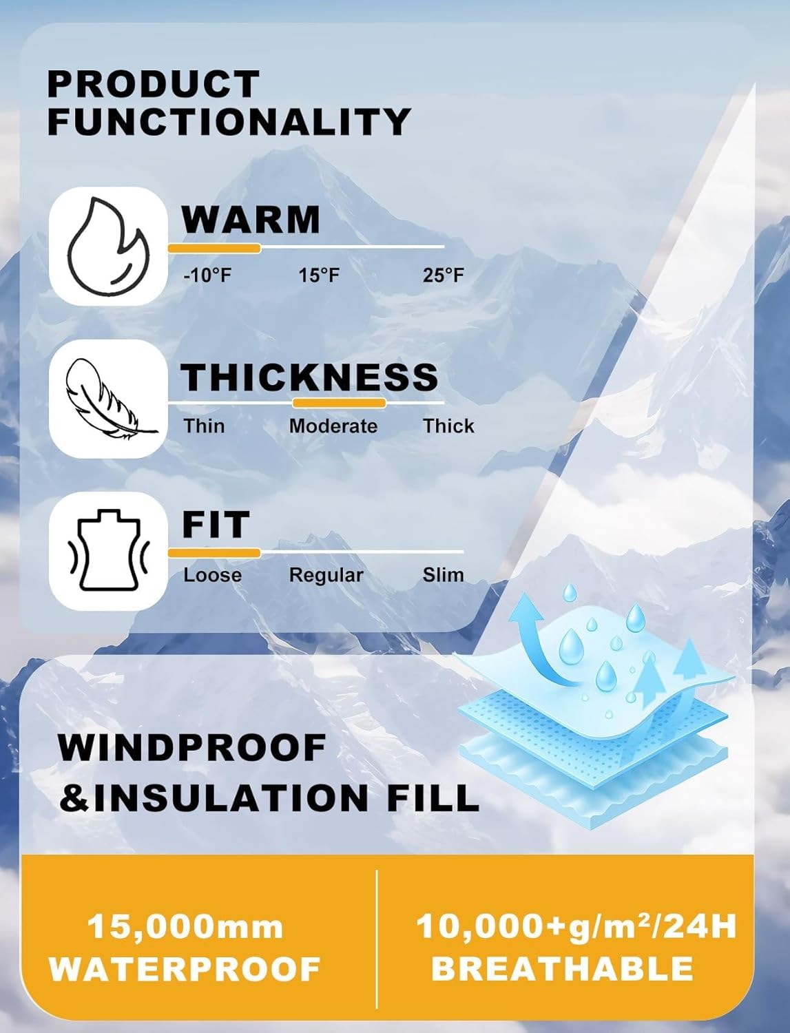 GSOU SNOW Men's Ski Jacket Snowboard Snow Coat Waterproof Windproof Insulated Winter Hooded Snow Sports Outerwear - Image 5