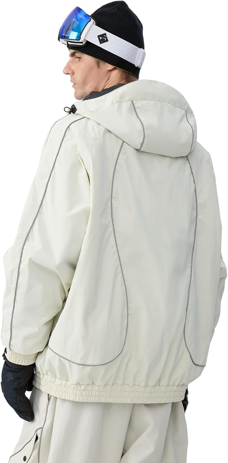 GSOU SNOW Men Ski Jacket Women Baggy Snowboard Jacket Snow Coat Mountain Jacket Hooded Waterproof Windproof Reflective Strip