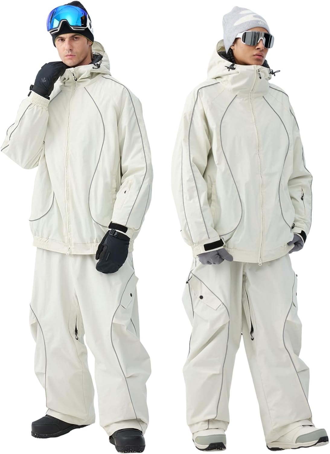 GSOU SNOW Men Ski Jacket Women Baggy Snowboard Jacket Snow Coat Mountain Jacket Hooded Waterproof Windproof Reflective Strip - Image 3