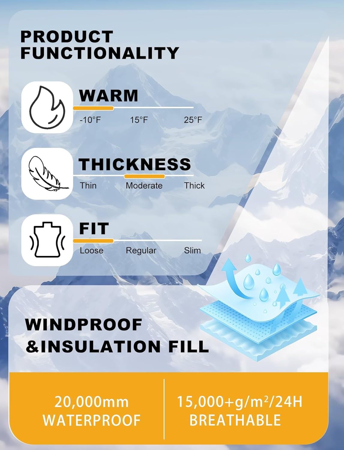 GSOU SNOW Men Ski Jacket Women Baggy Snowboard Jacket Snow Coat Mountain Jacket Hooded Waterproof Windproof Reflective Strip - Image 5