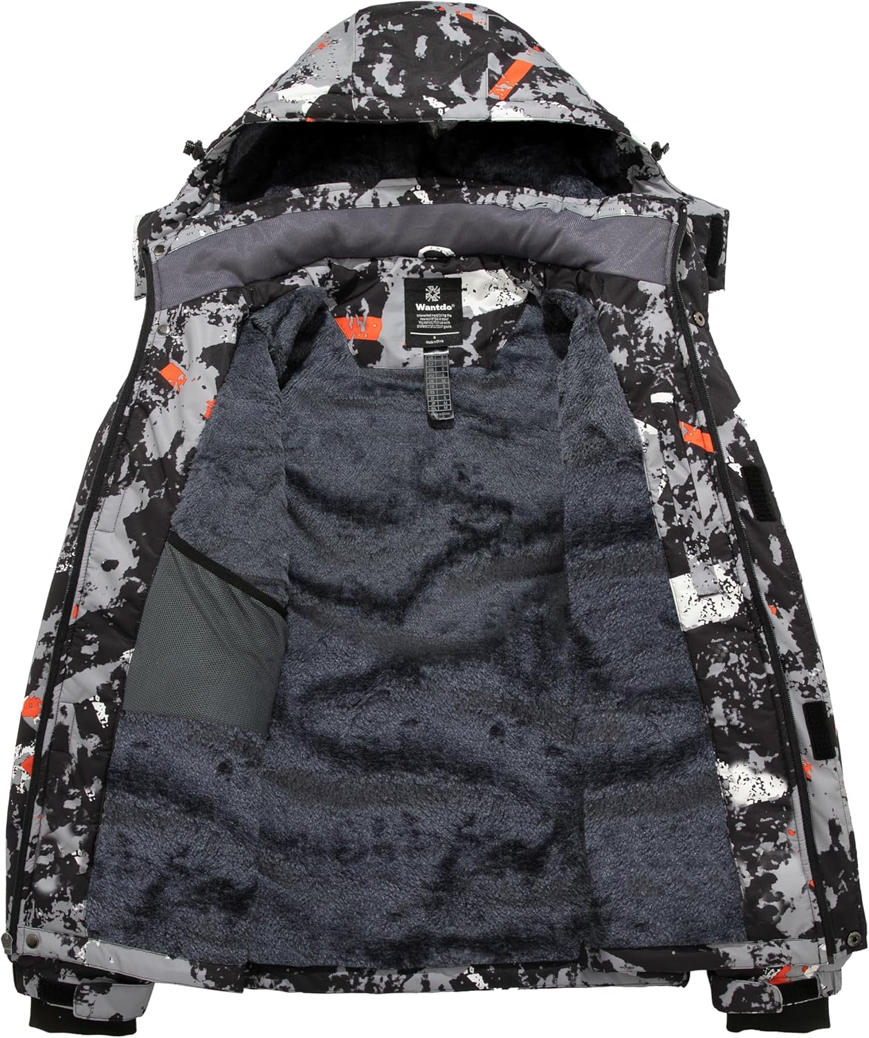 wantdo Men's Mountain Waterproof Ski Jacket Windproof Rain Jacket Winter Warm Hooded Coat