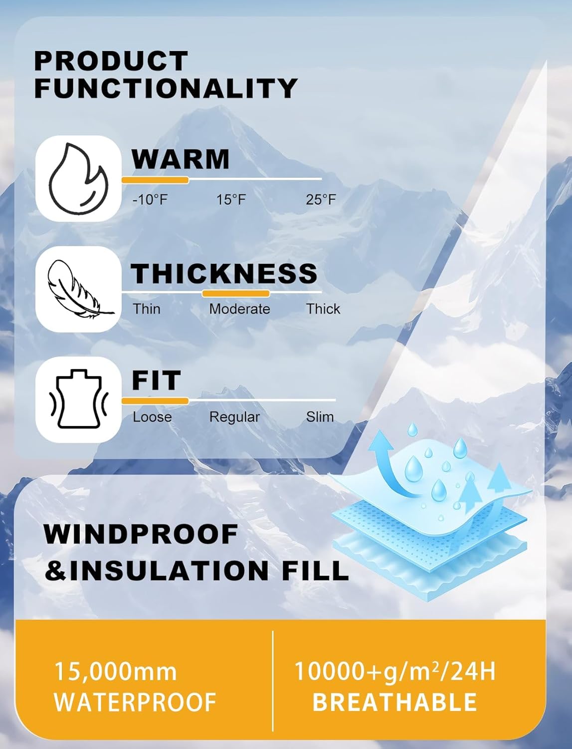 GSOU SNOW Men's Ski Jacket Waterproof Snowboard Jackets Windproof Baggy Snowboarding Coat Winter Outdoor Sports Snow Hooded - Image 5