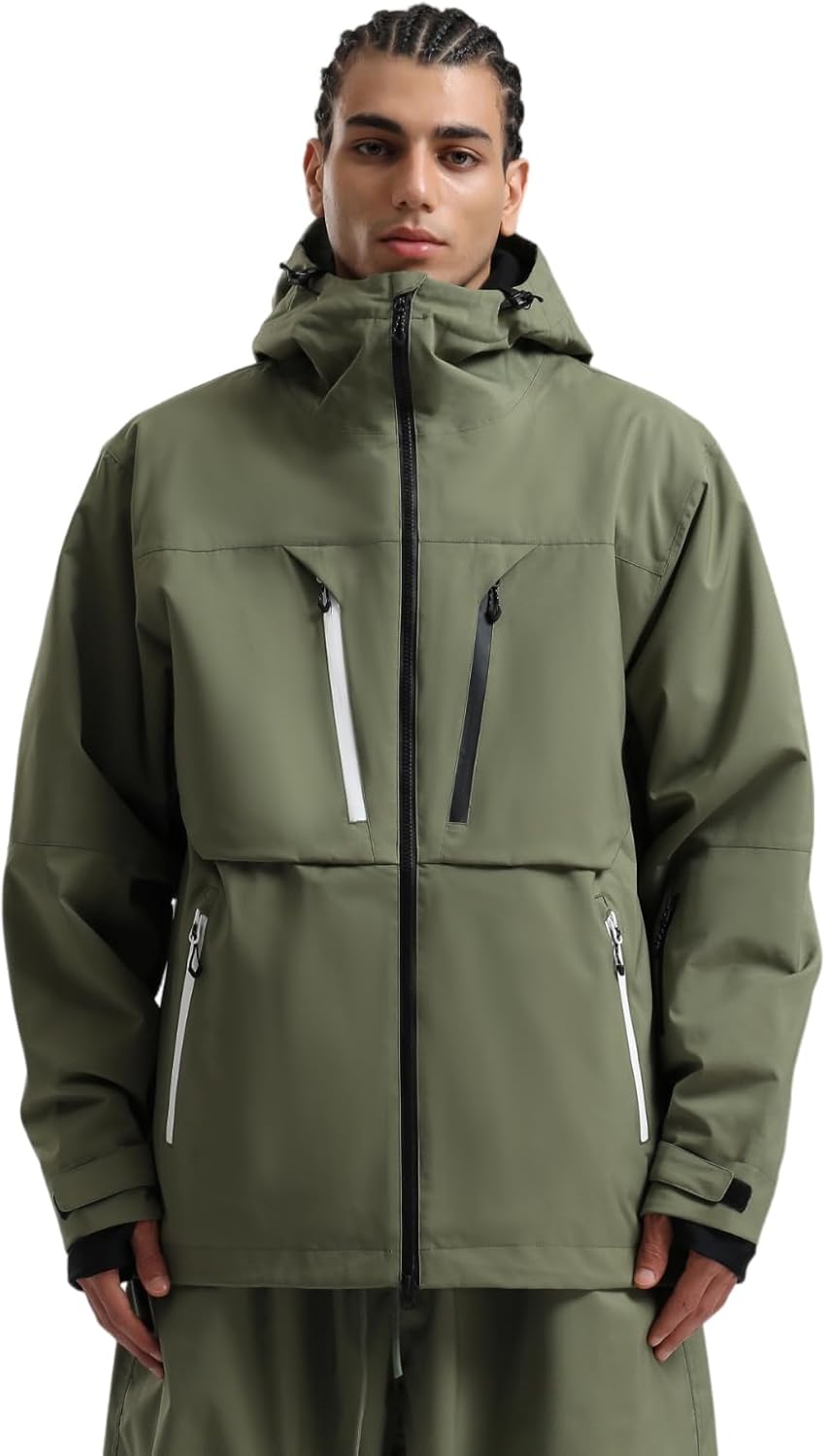 GSOU SNOW Men's Ski Jacket Waterproof Snowboard Jackets Windproof Baggy Snowboarding Coat Winter Outdoor Sports Snow Hooded - Image 6