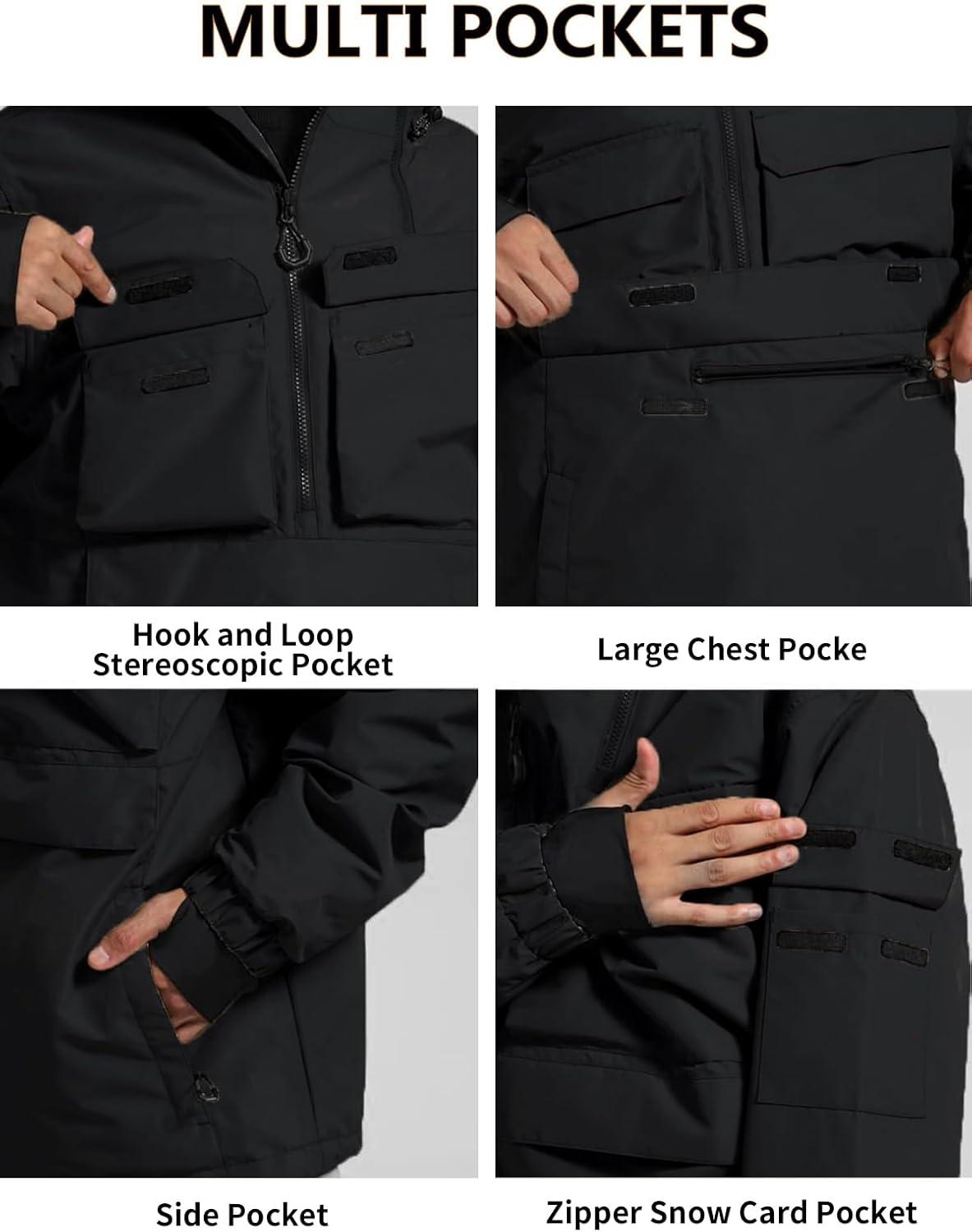 GSOU SNOW Men Snowboard Jacket Ski Coat Snow Pullover Hooded Winter Outdoor Sports Waterproof Windproof - Image 4