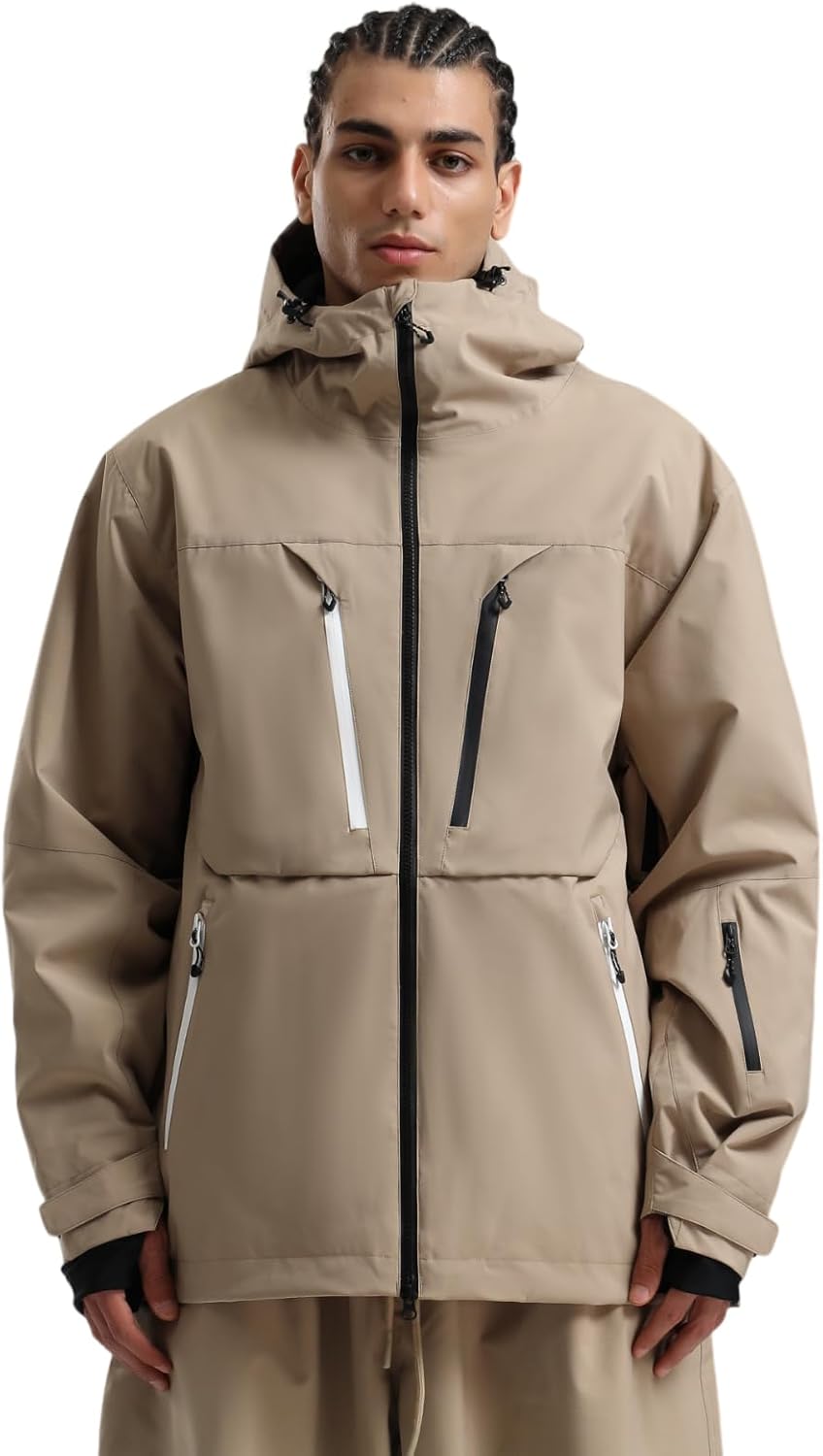 GSOU SNOW Men's Ski Jacket Waterproof Snowboard Jackets Windproof Baggy Snowboarding Coat Winter Outdoor Sports Snow Hooded - Image 9