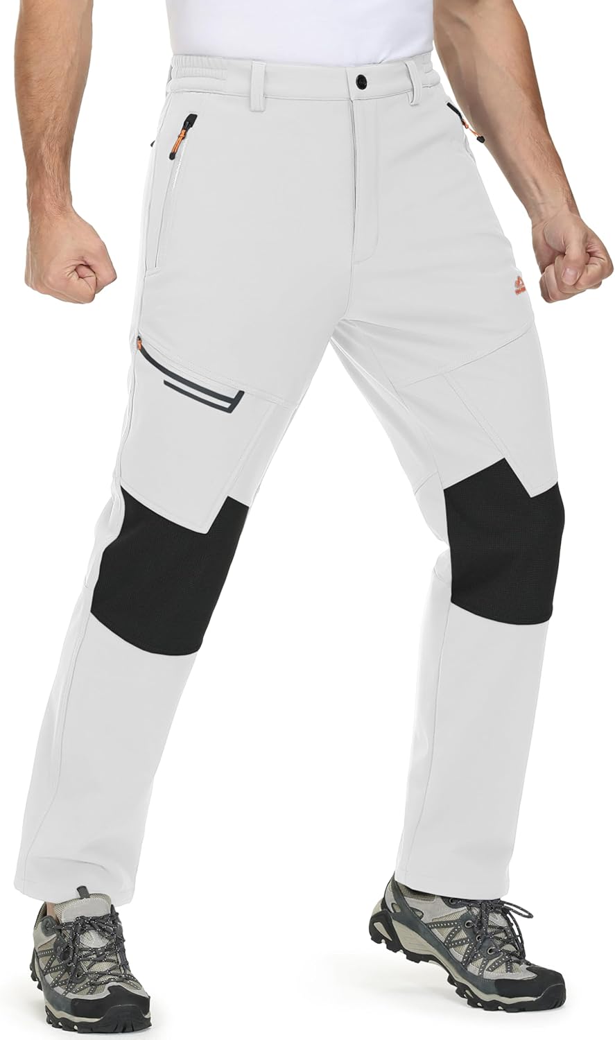 MAGCOMSEN Men’s Winter Pants Fleece Lined Ski Snow Pants Water Resistant 4 Zip Pockets Outdoor Pants