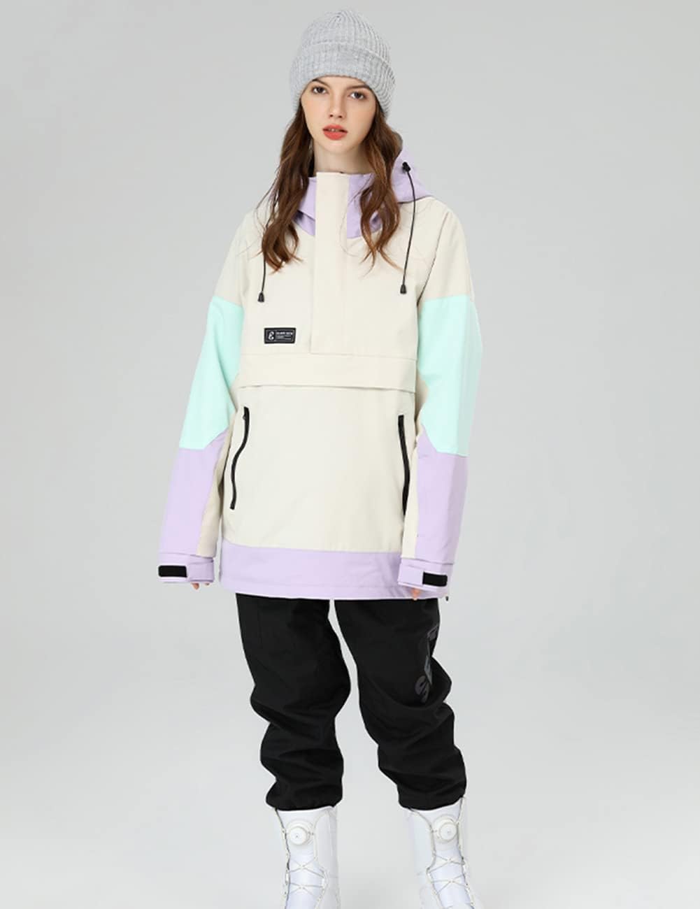 SEARIPE Womens Ski Jacket Mens Snow Jacket Waterproof Winter Snow Coat Couples Pullover Snowboard Hooded