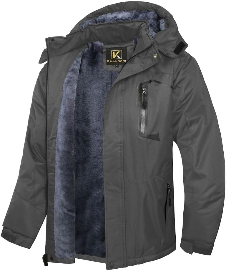 Keevoom Mens Winter Jackets Ski Snow Coats Warm Waterproof Hooded Raincoats Snowboarding Windproof Lined Windbreaker - Image 9