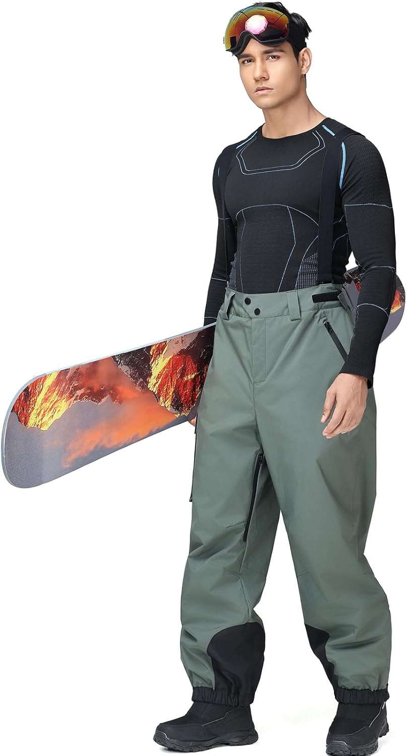 YEEFINE Mens Snow Ski Bibs Pants Baggy Snowboard Overall Insulated Windproof Waterproof Winter Warm Comfy Loose Ski Pants