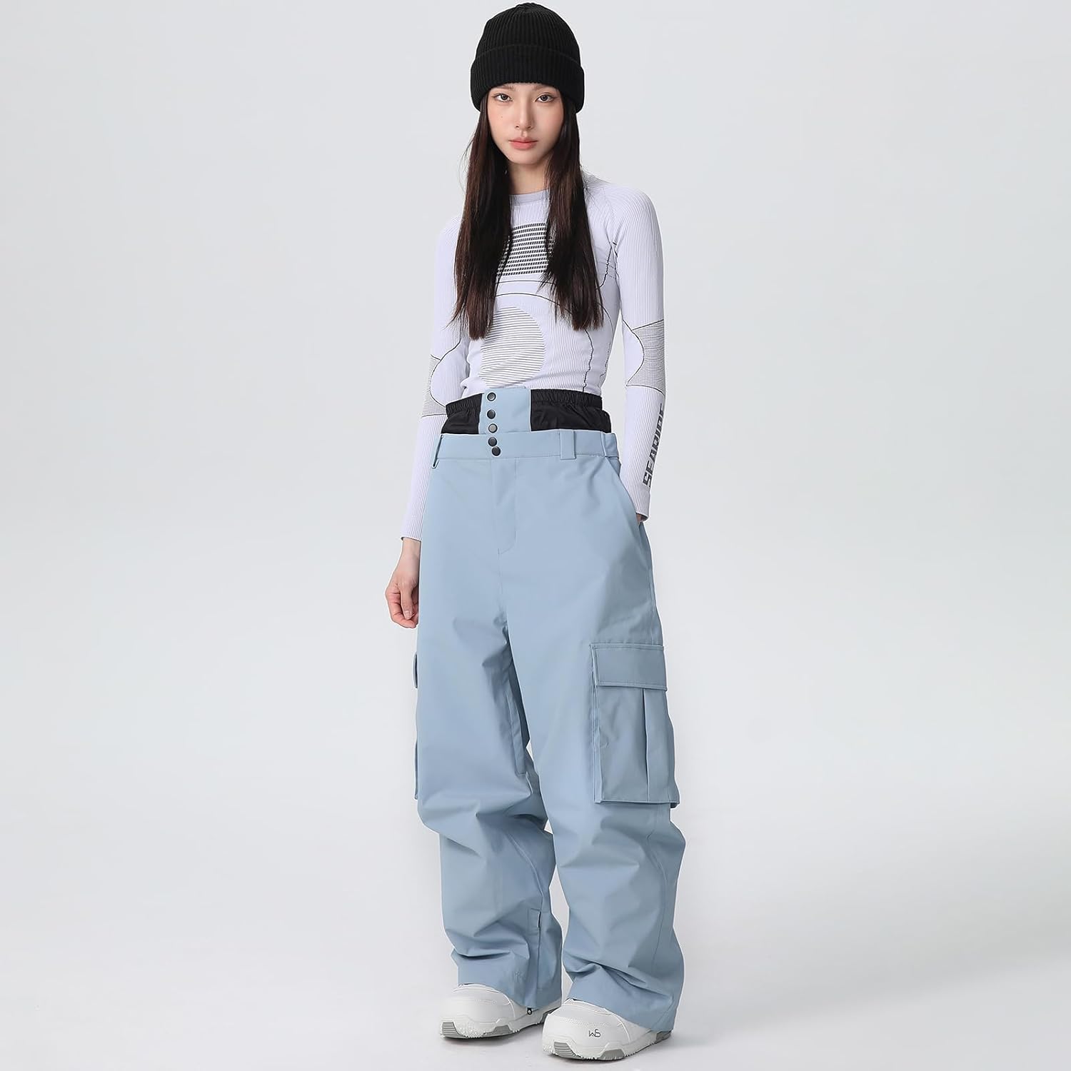 SnowElve Womens Ski Pants Mens Waterproof Insulated Baggy Snow Pants Loose Cargo Pants Snowboard Pants Winter Outdoor