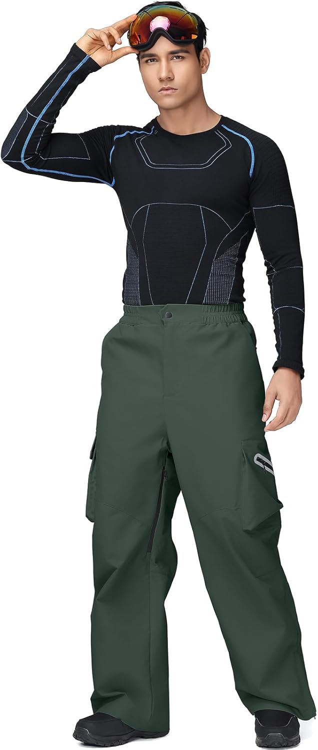 Oymyakon Mens Baggy Ski Pants Snow Snowboard Pants Insulated Waterproof Windproof Winter Outdoor Loose SnowPants