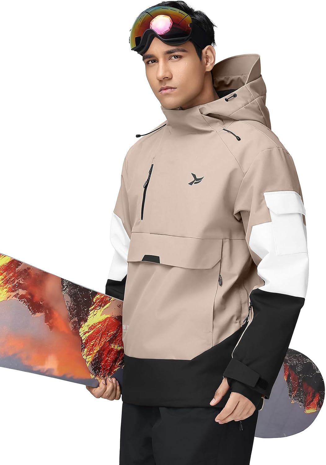 YEEFINE Men's Ski Jacket Snowboard Snow Coat Waterproof Insulated Winter Warm Loose Fit Pullover Hoodie - Image 2