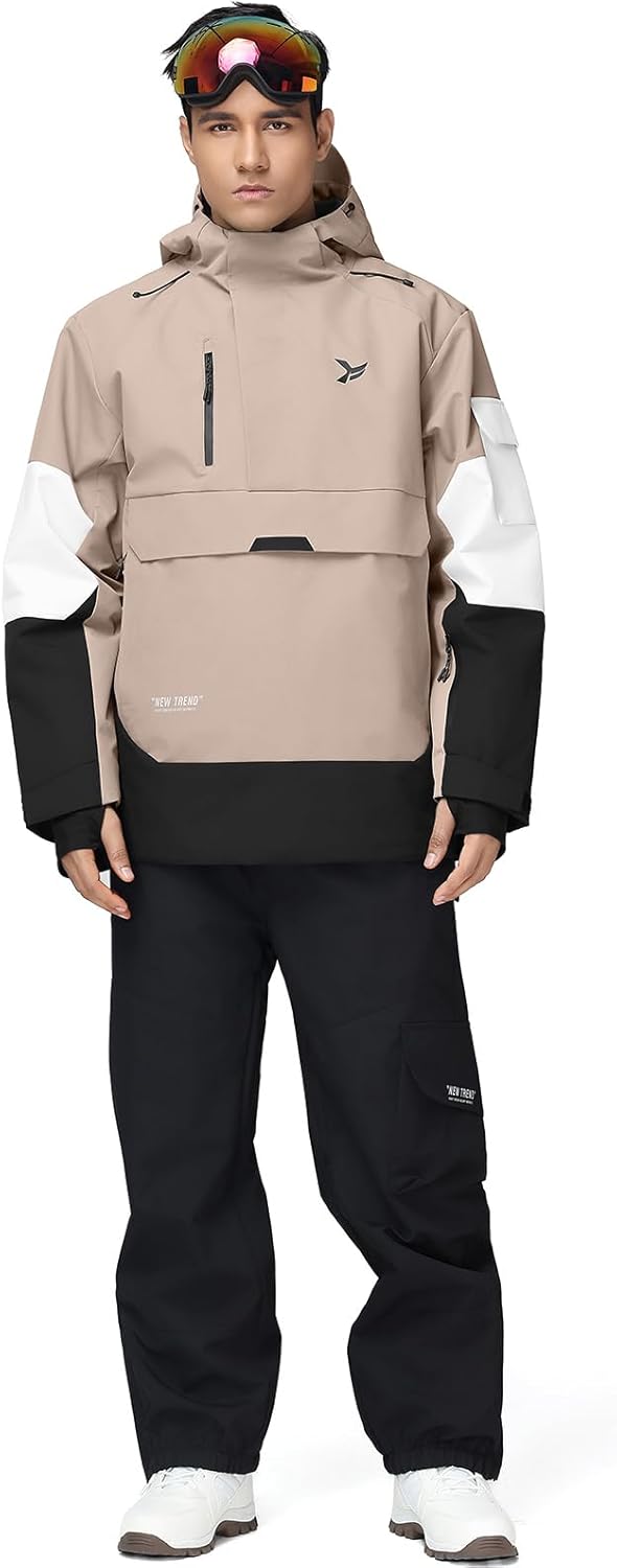 YEEFINE Men's Ski Jacket Snowboard Snow Coat Waterproof Insulated Winter Warm Loose Fit Pullover Hoodie - Image 4